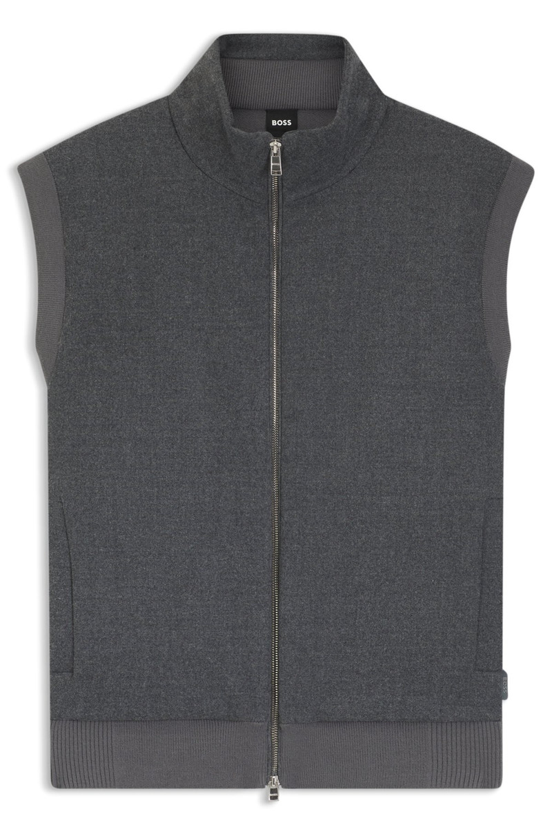FLANNEL GILET WITH RIBBED TRIMS 1