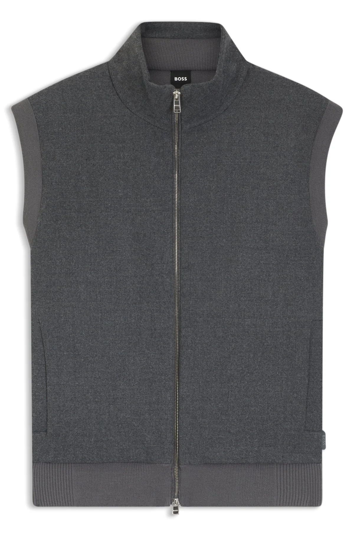 FLANNEL GILET WITH RIBBED TRIMS - 1