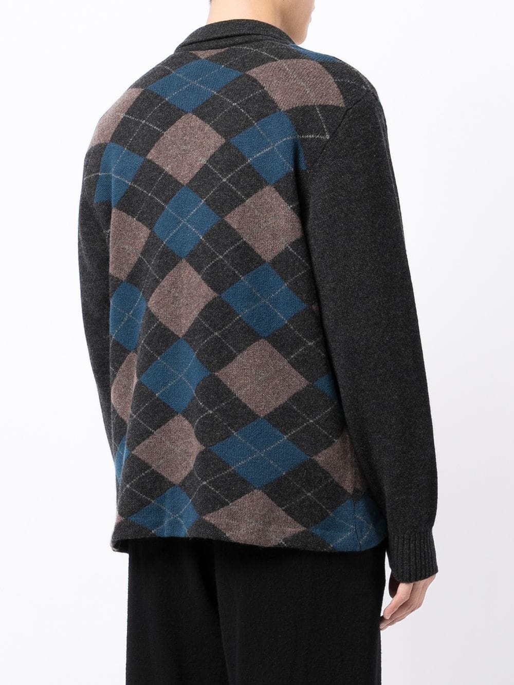 argyle check cashmere blazer - 4