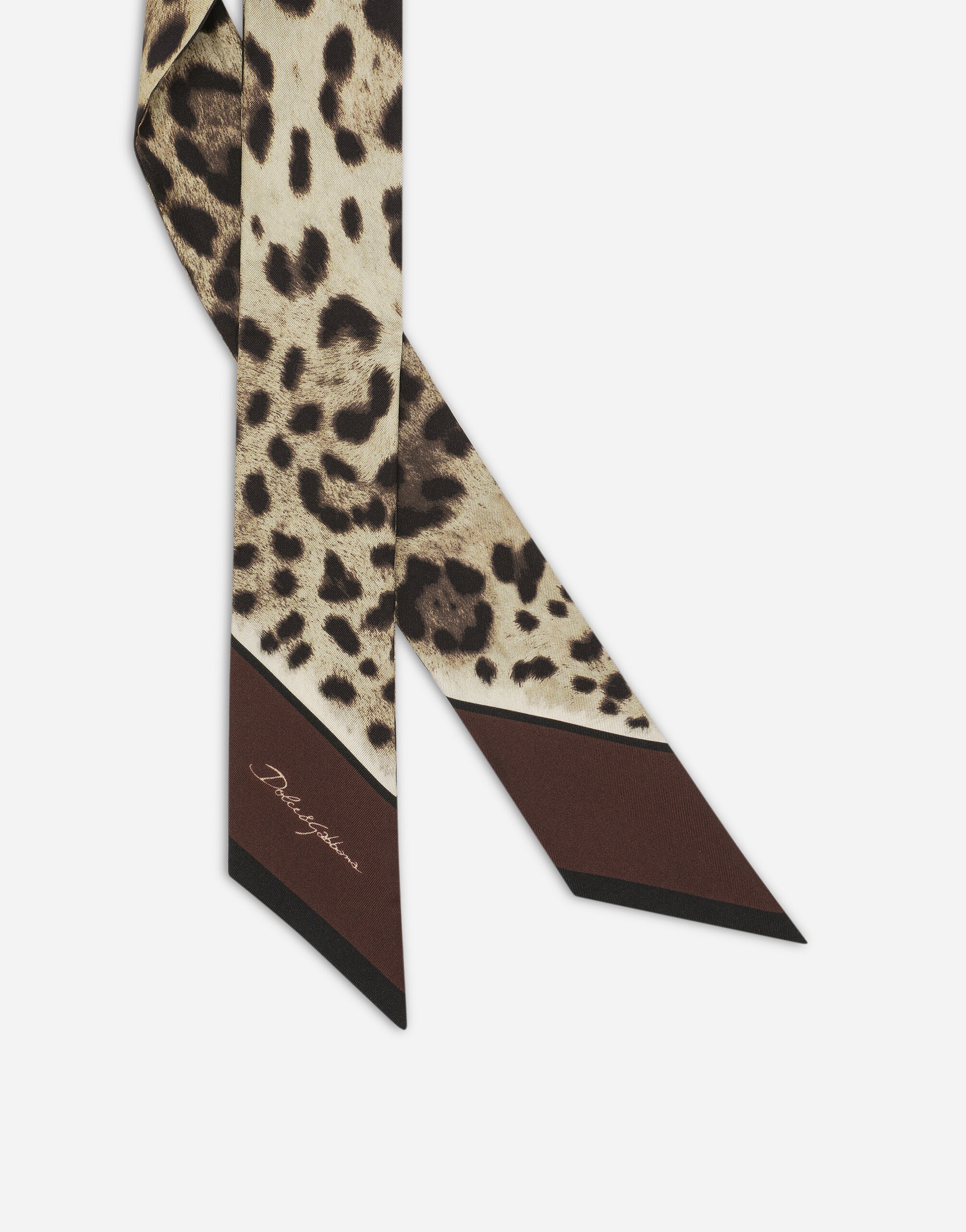 Leopard-print twill headscarf (6x100) - 2
