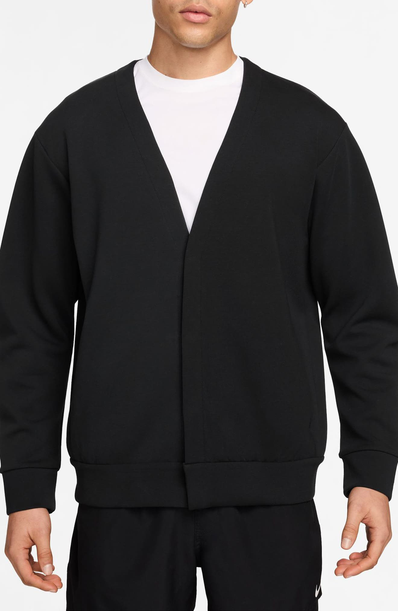 Nike ImpossiblySoft Dri-FIT Cardigan in Black/Dark Smoke Grey at Nordstrom - 1