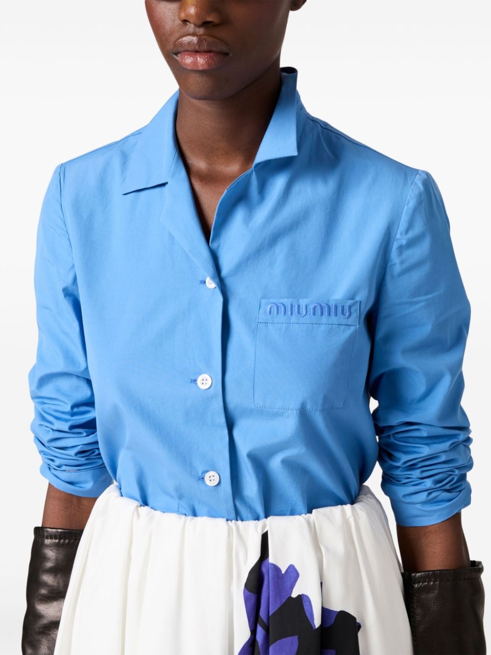 logo-embroidered cotton-poplin shirt - 3