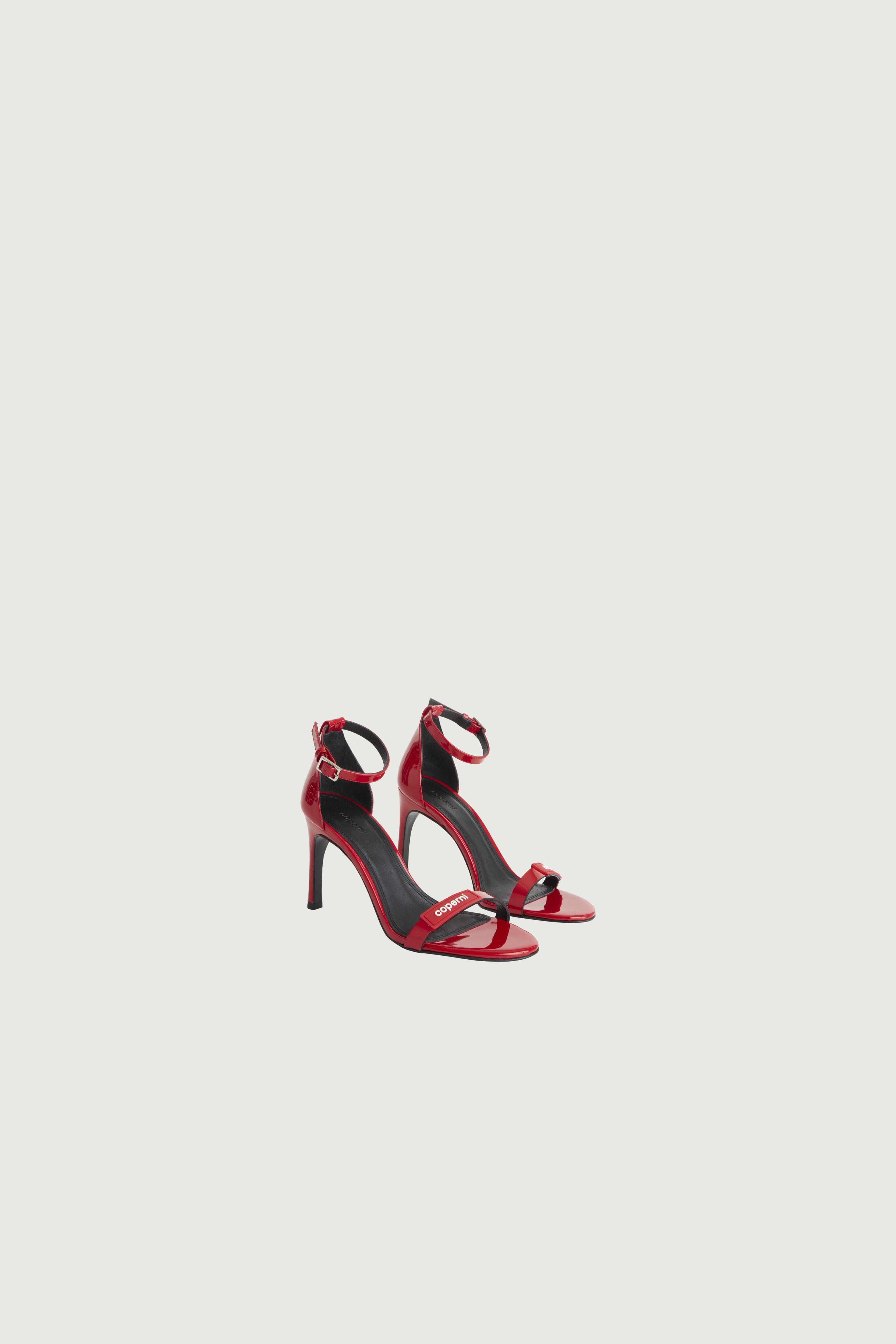 Patent Skinny Strap Logo Sandals - 3