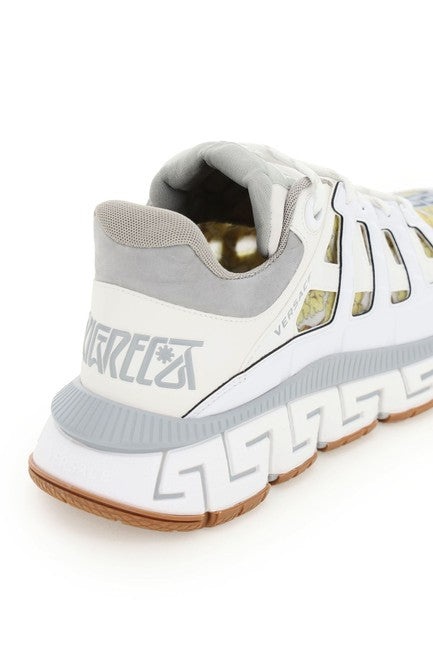 VERSACE White/Grey/Gold Trigreca Sneakers - 4