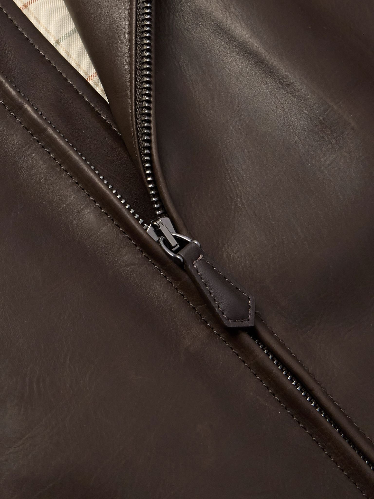 Leather Bomber Jacket Brown - 4