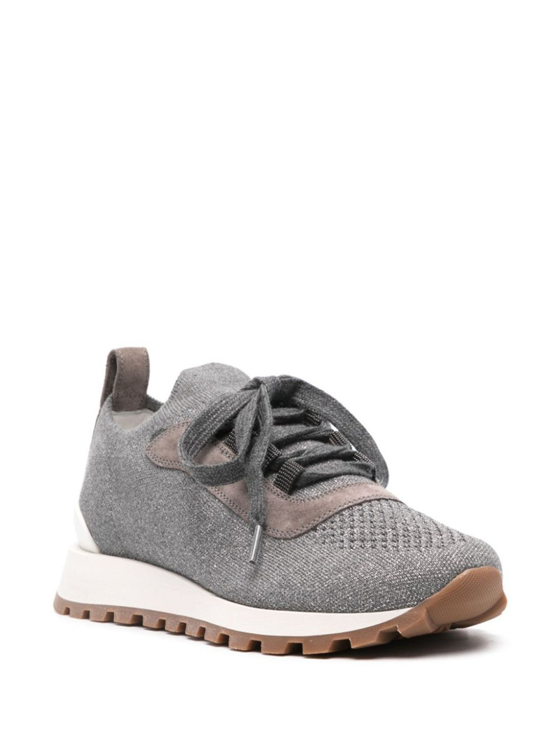 Brunello Cucinelli metallic knitted sneakers outlook