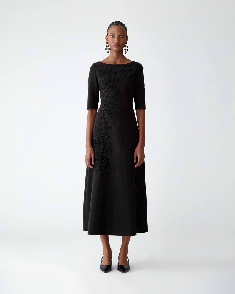 CAROLINA HERRERA Embroidered Boat-Neck Midi Dress outlook