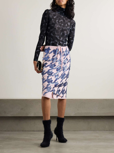 Dries Van Noten Printed stretch-tulle turtleneck top outlook