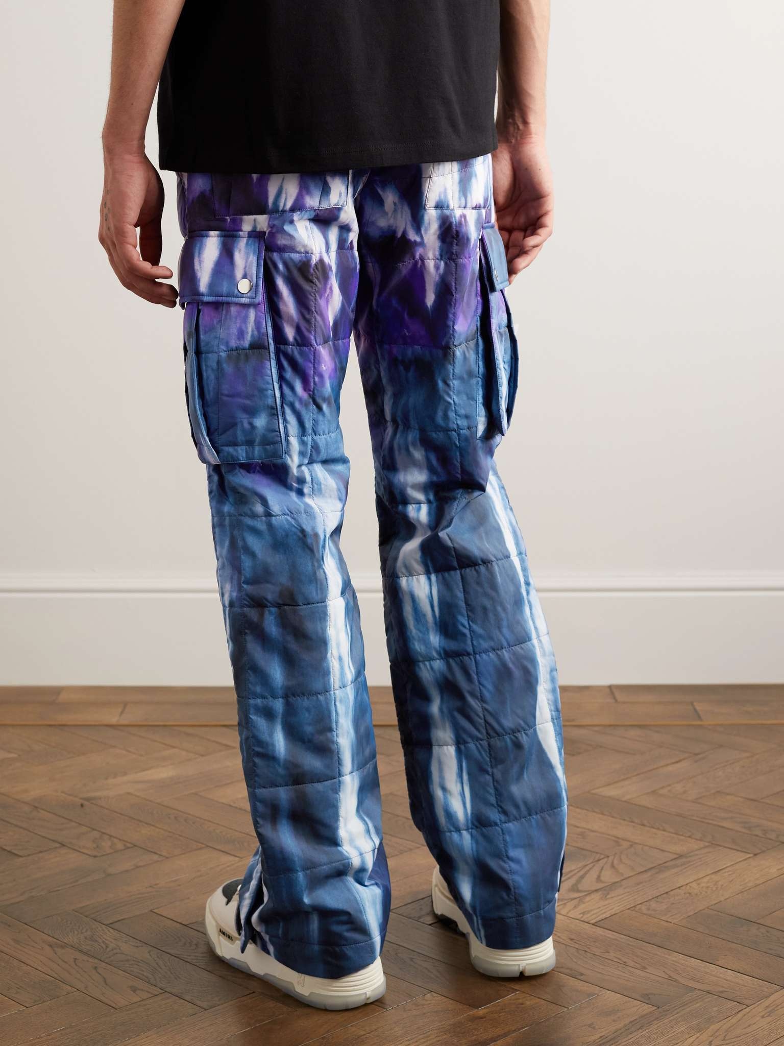 Flared Tie-Dyed Quilted Shell Cargo Trousers - 4