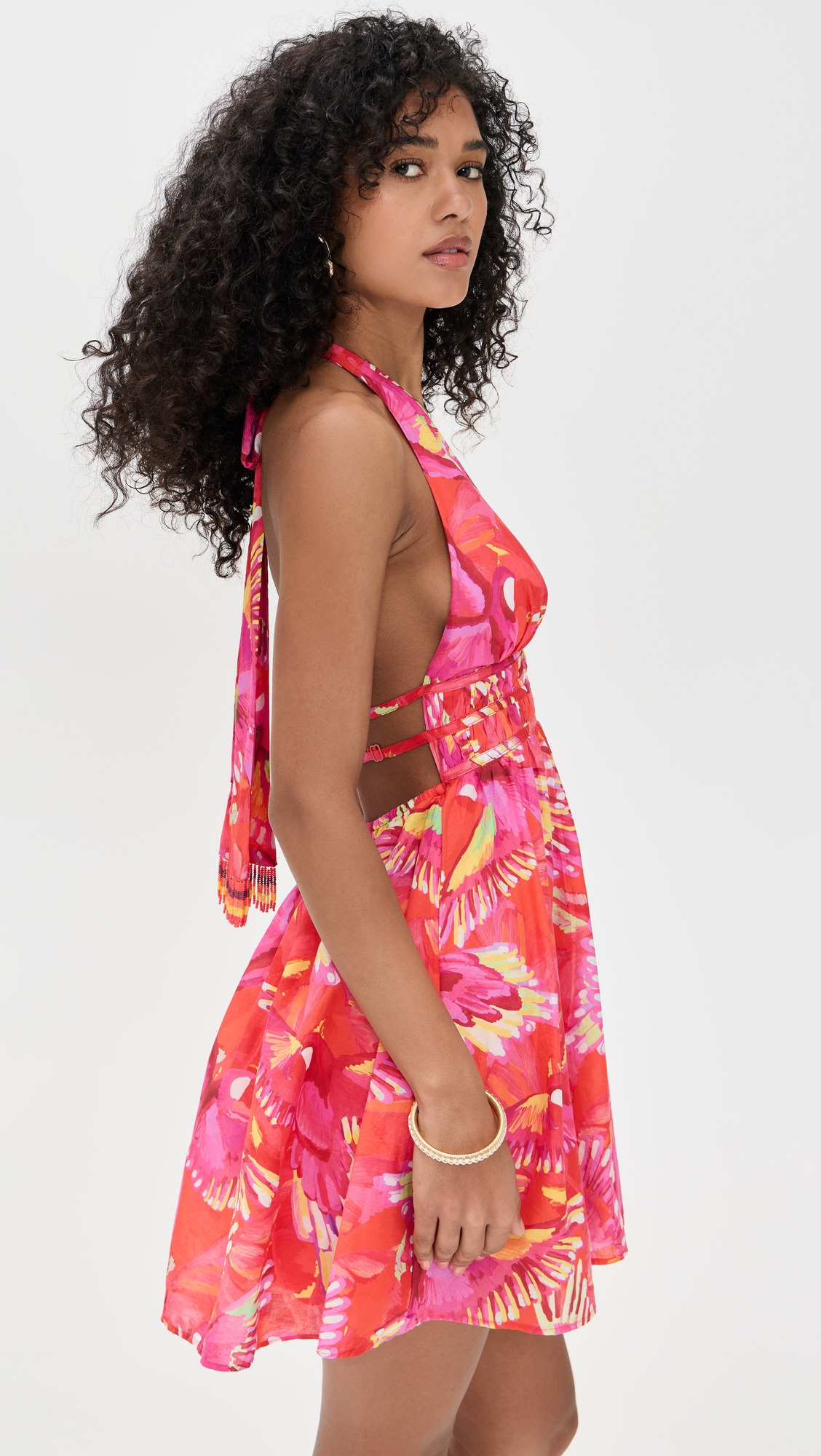 Flying Birds Orange Mini Dress Sleeveless - 3