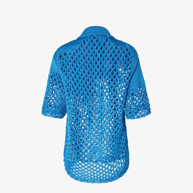 Sweater Light blue macramé silk sweater 2