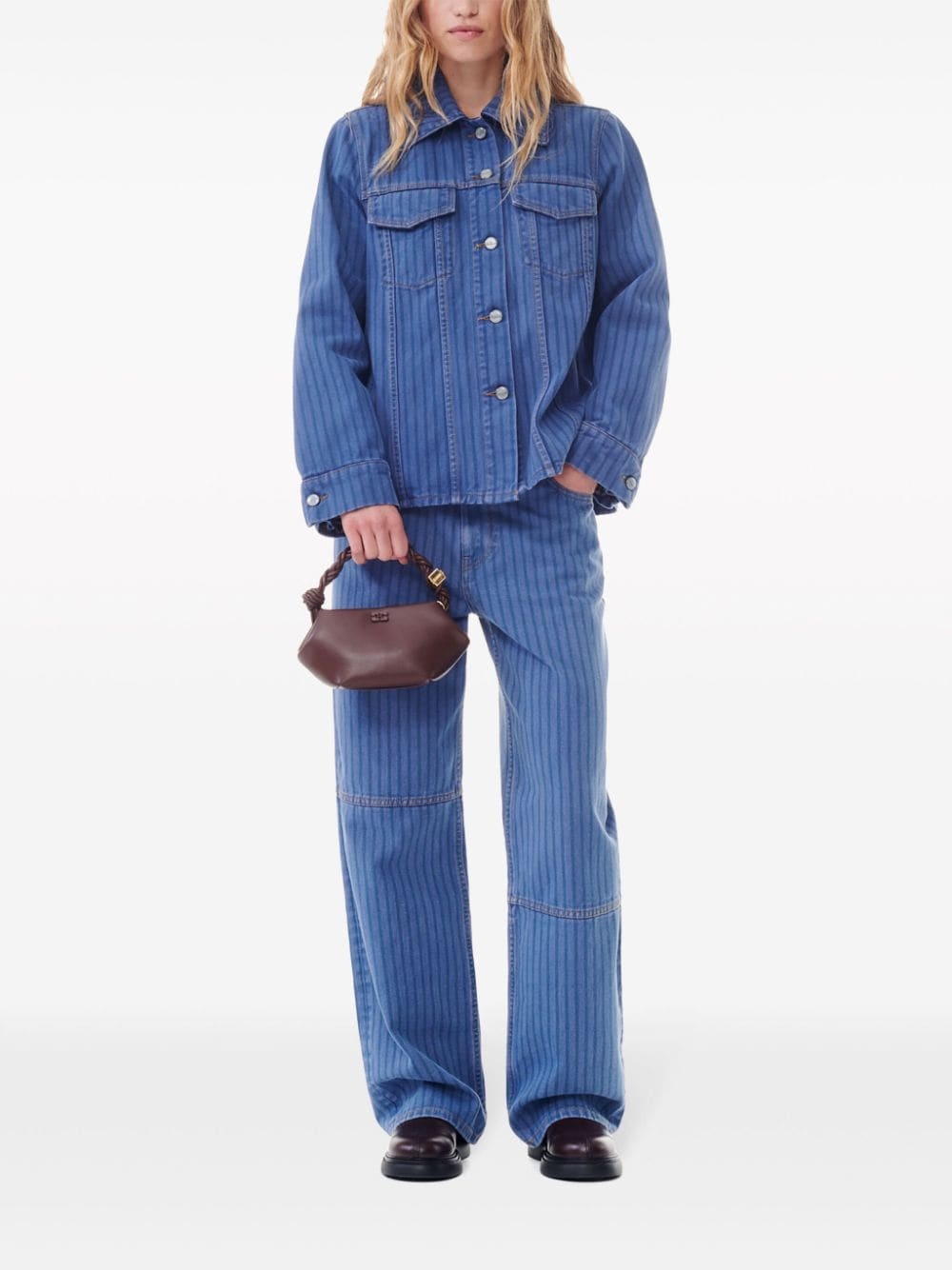 striped denim jacket - 2