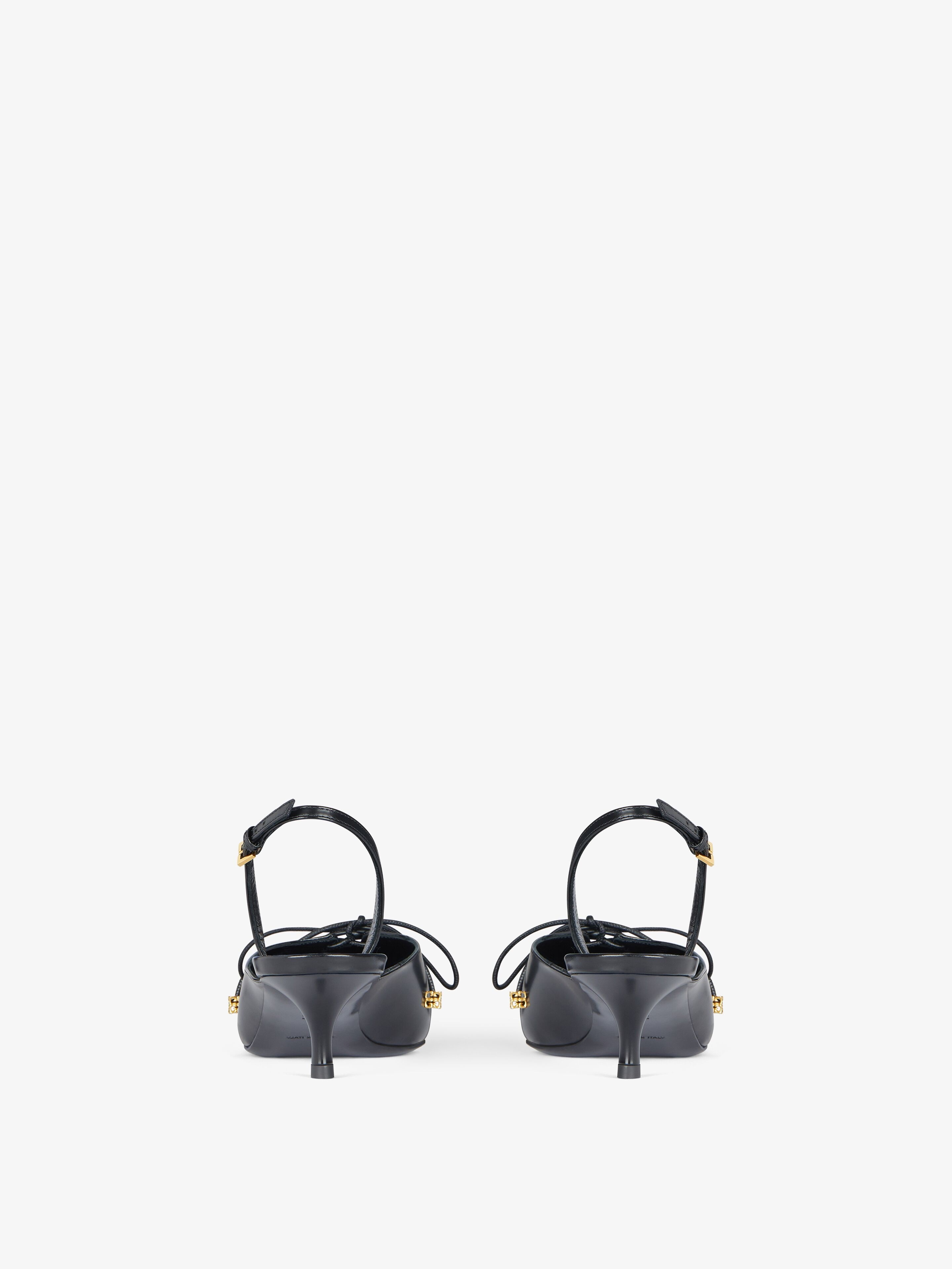 LACE-UP SLINGBACKS IN LEATHER - 5