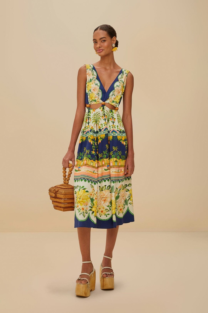 Amazon Garden Cream Midi Dress 1