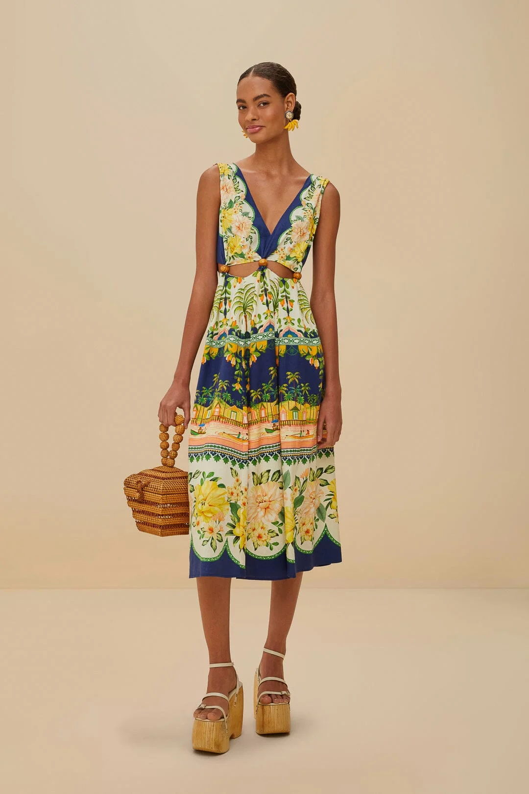 Amazon Garden Cream Midi Dress - 1