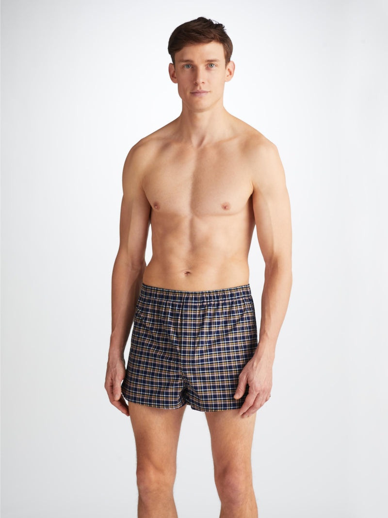 Derek Rose Men's Modern Fit Boxers Barker 37 Cotton Navy outlook