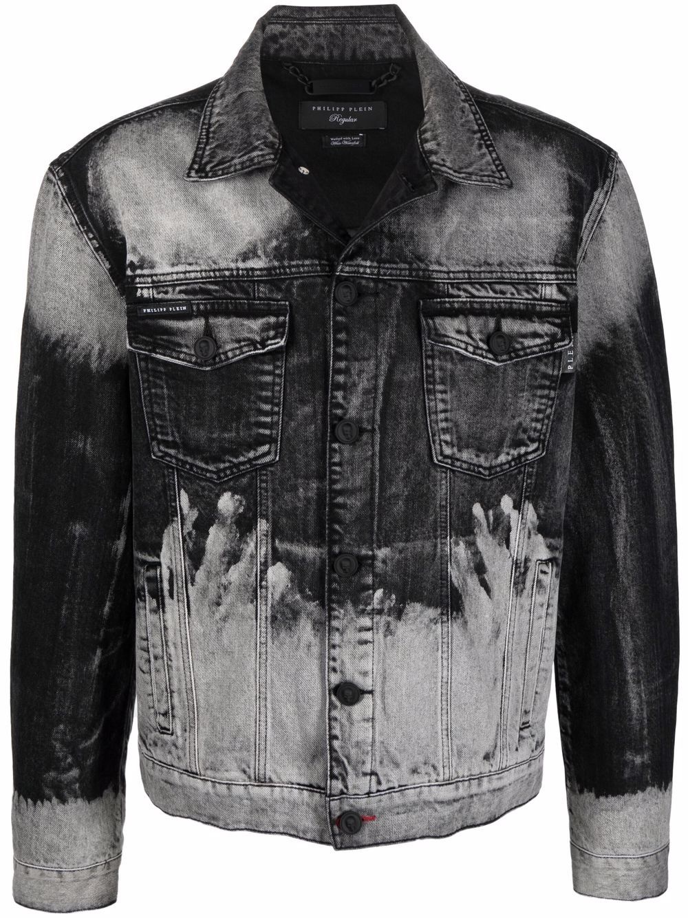 bleached logo-print denim jacket - 1