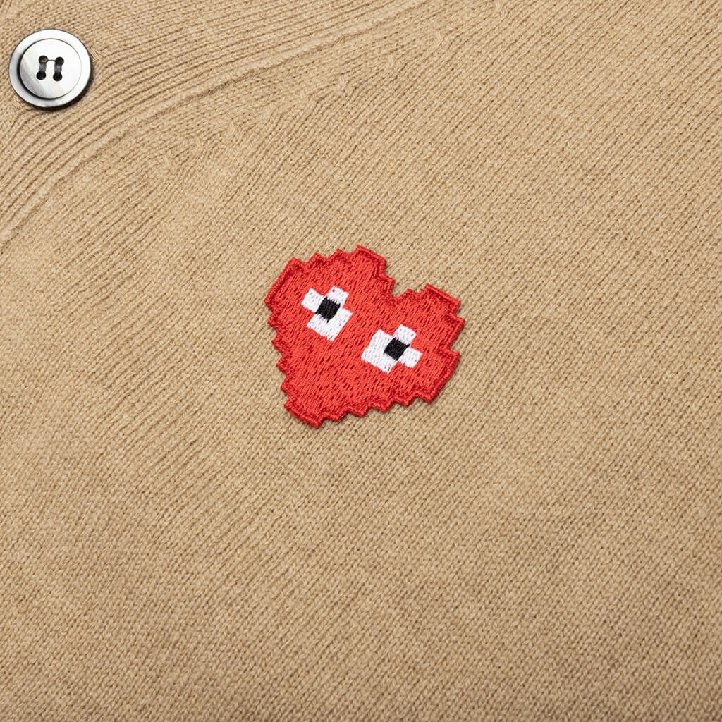 COMME DES GARCONS PLAY X THE ARTIST INVADER CARDIGAN - CAMEL - 3