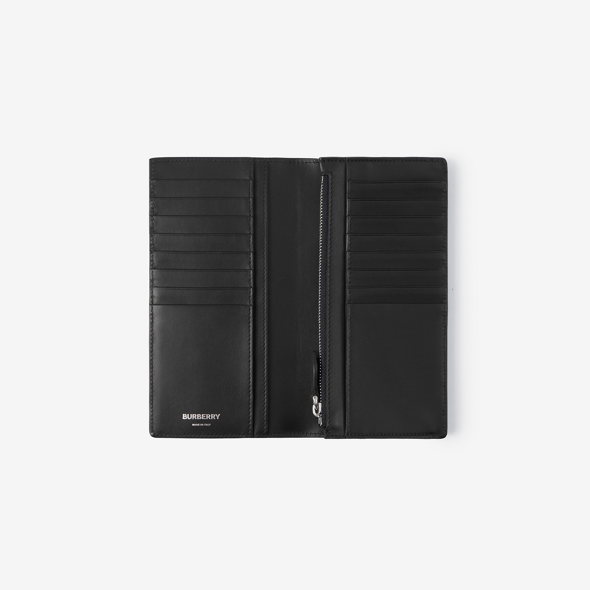 Check and Leather Continental Wallet - 2