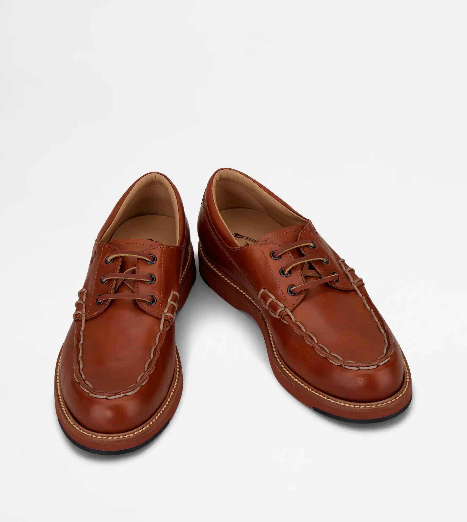 LACE-UPS IN LEATHER - BROWN - 5