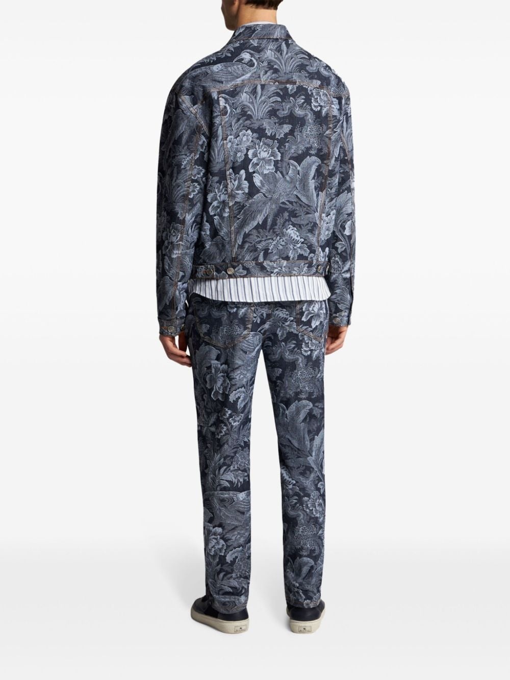 floral-jacquard denim jacket - 3