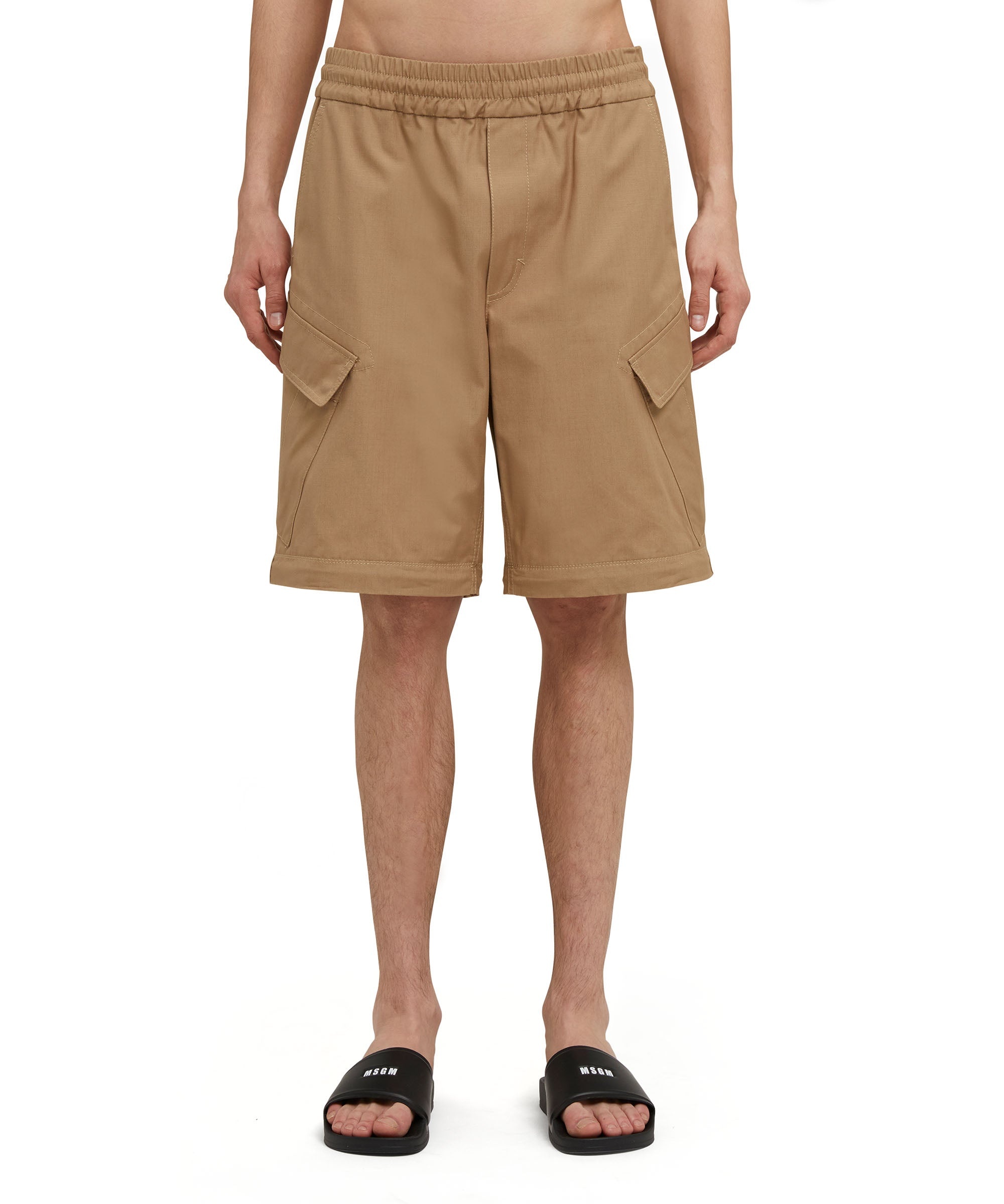 Solid color cotton cargo pants - 6