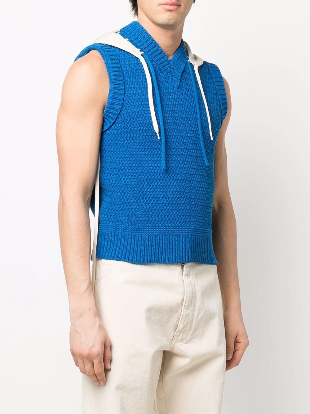 hooded sleeveless sweater - 3