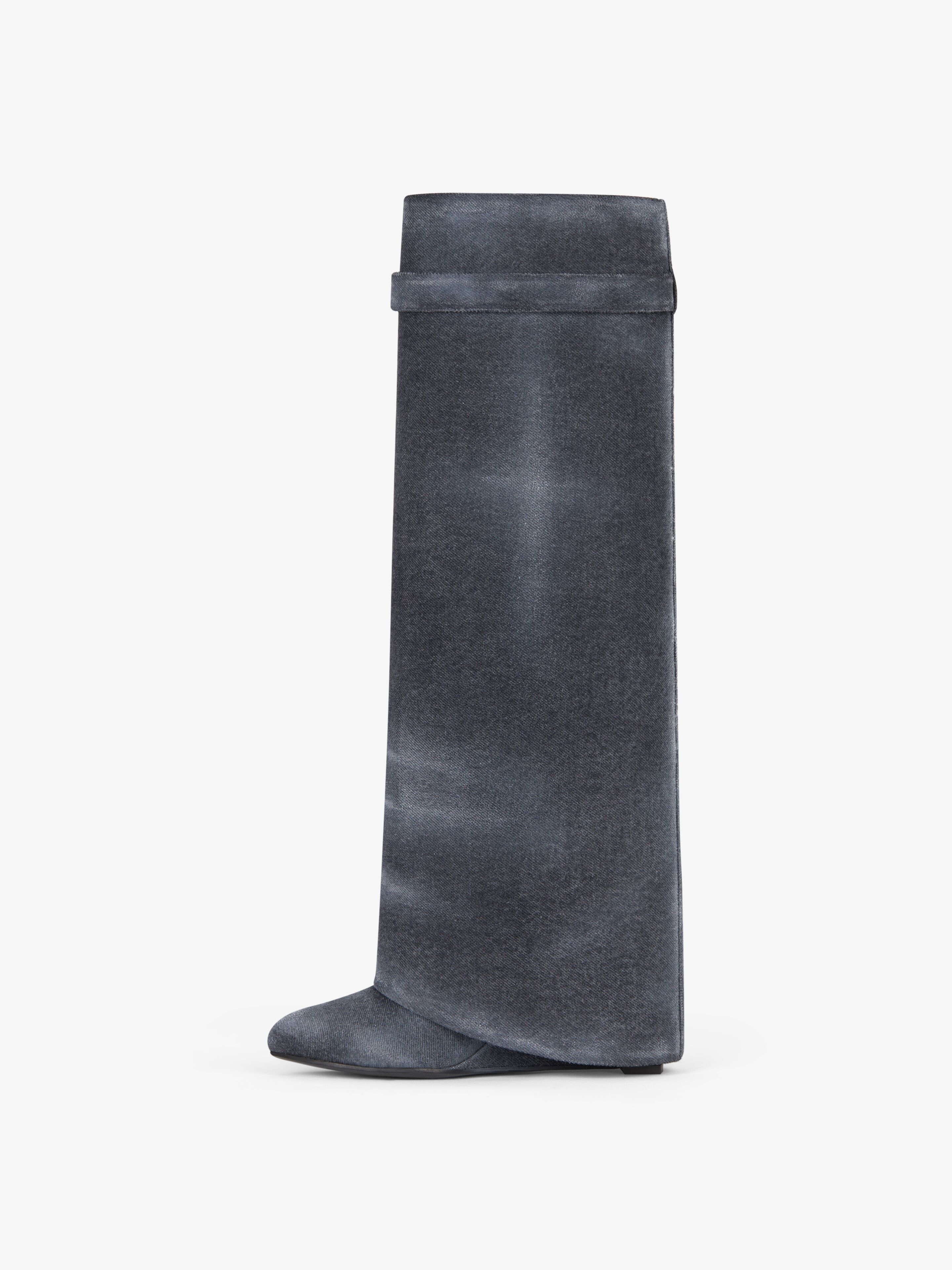 SHARK LOCK BOOTS IN WASHED DENIM - 5