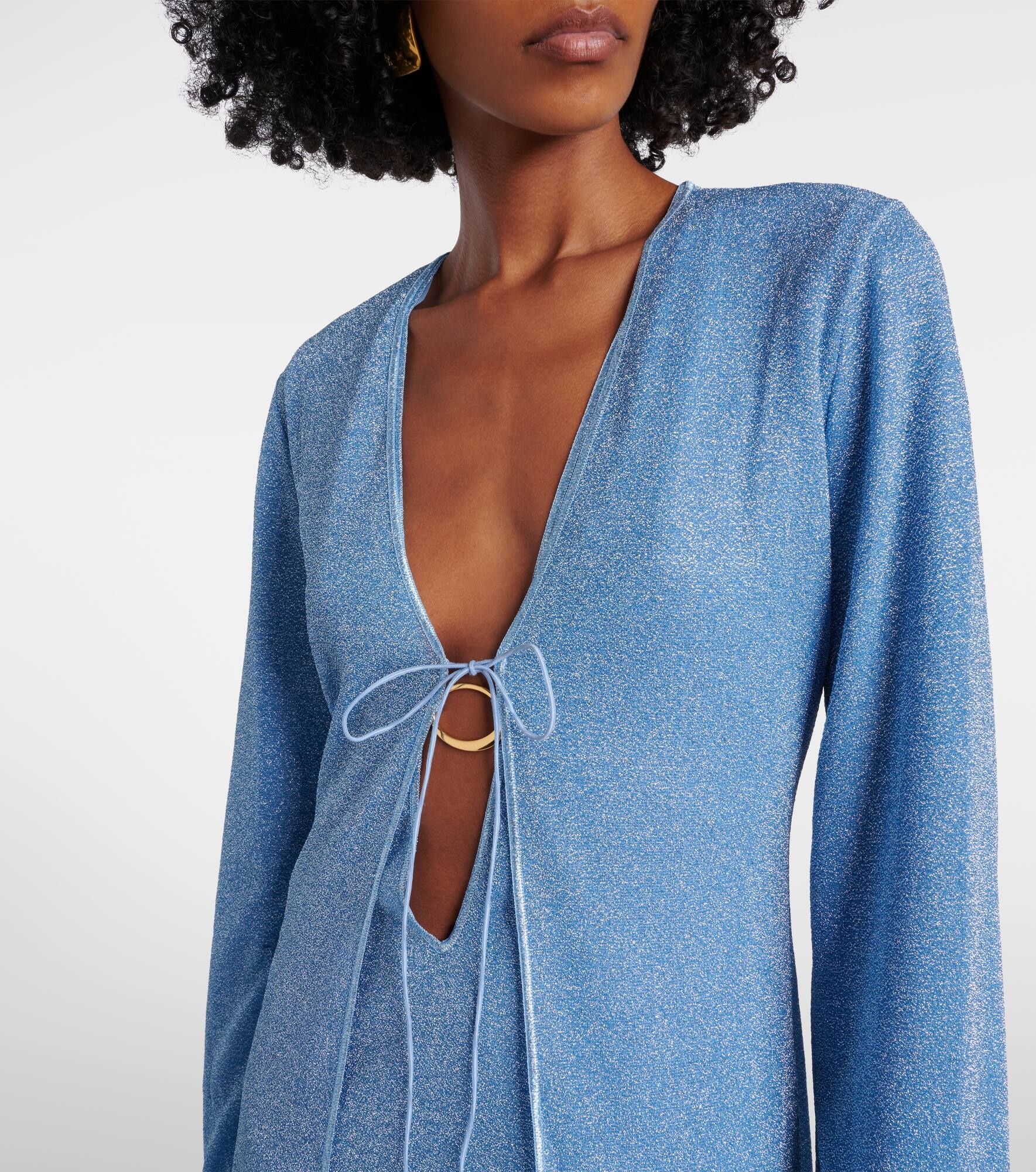 Lumière Plumage feather-trimmed robe - 4