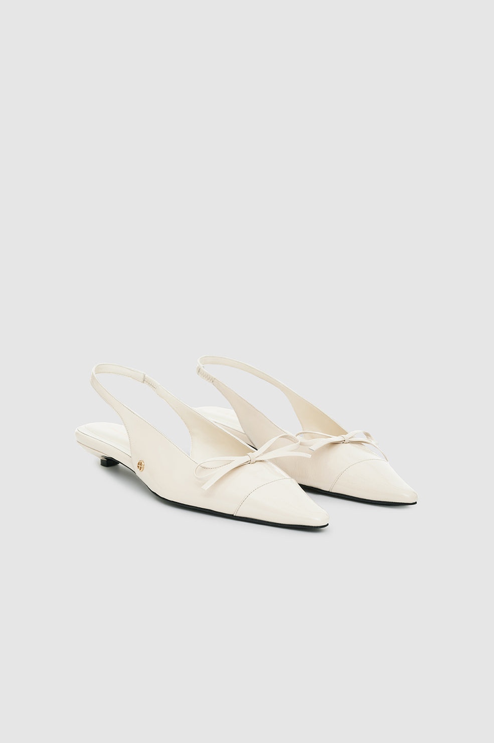 Zoey Slingback Heels - Bone Crinkled Patent - 4