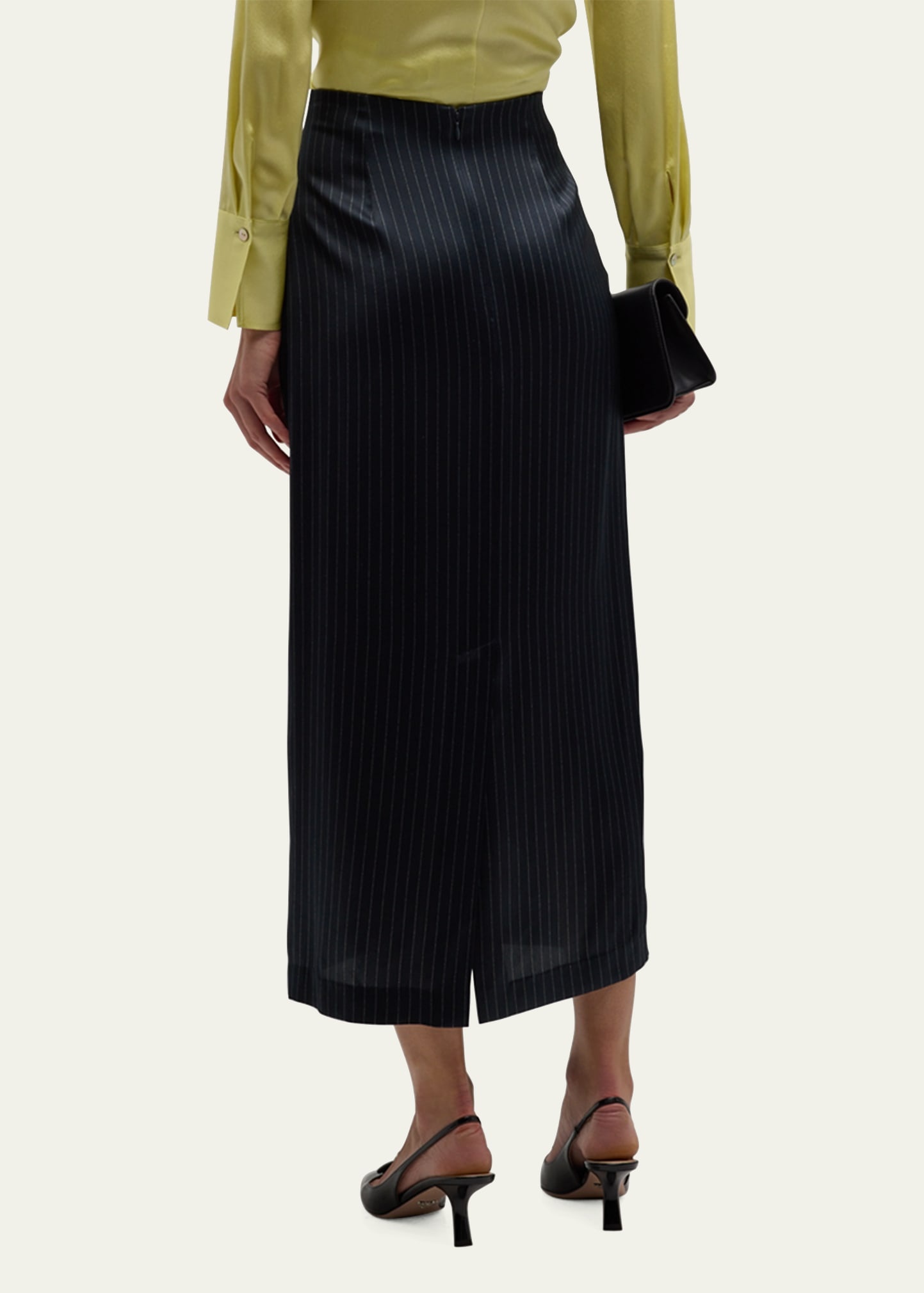 Slim Midi Pinstripe Pencil Skirt - 3