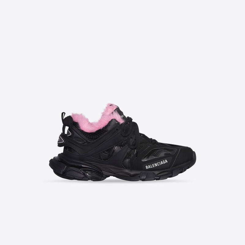 Women's Track Sneaker Fake Fur in Black - 1