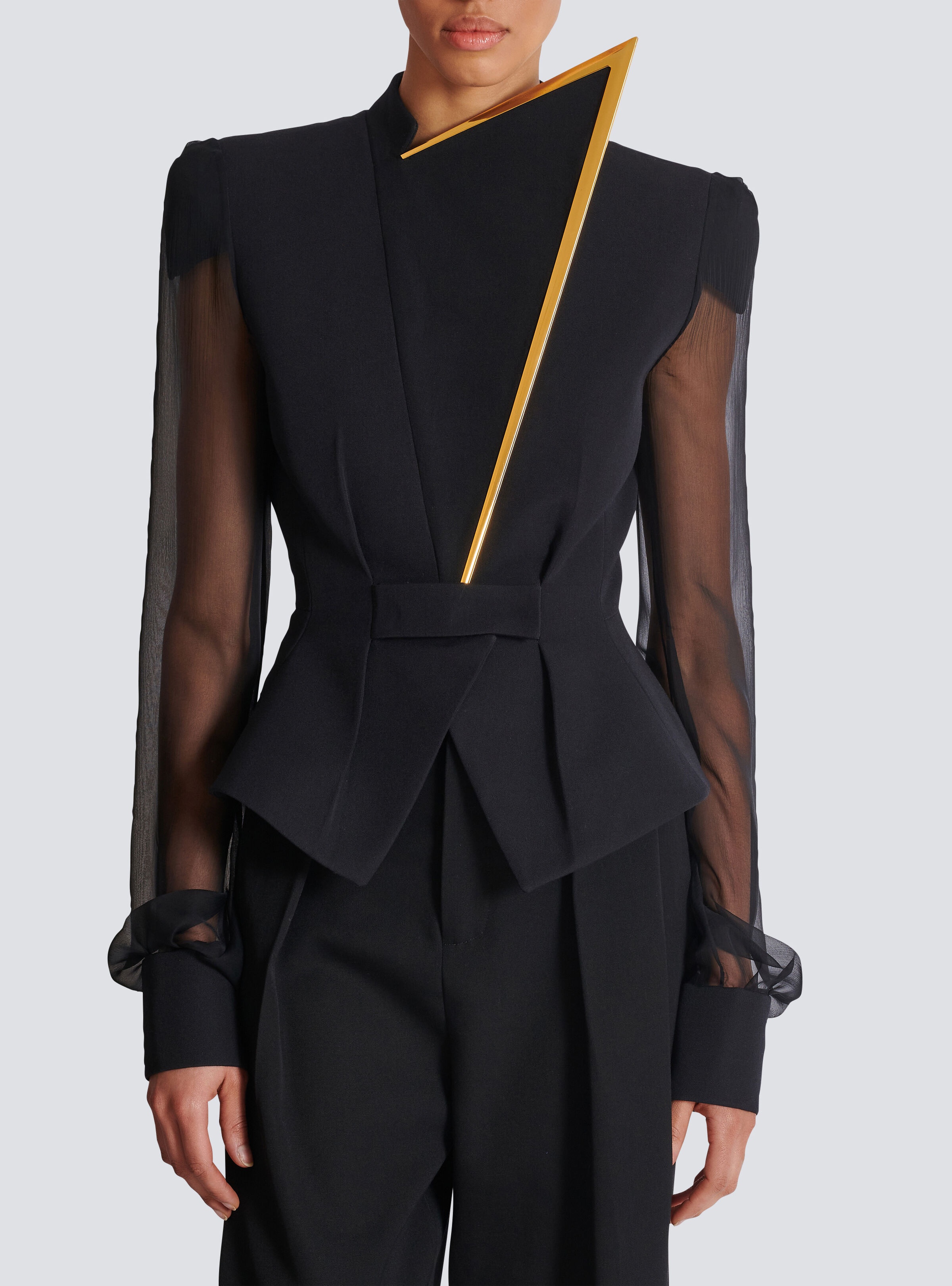Grain de poudre and chiffon jacket - 5