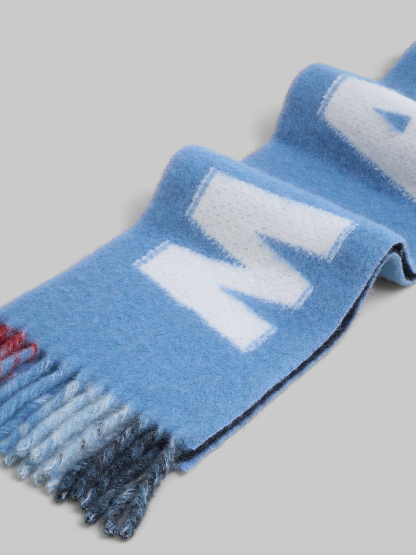 LIGHT BLUE MOHAIR AND WOOL SCARF WITH MAXI LOGO - 4
