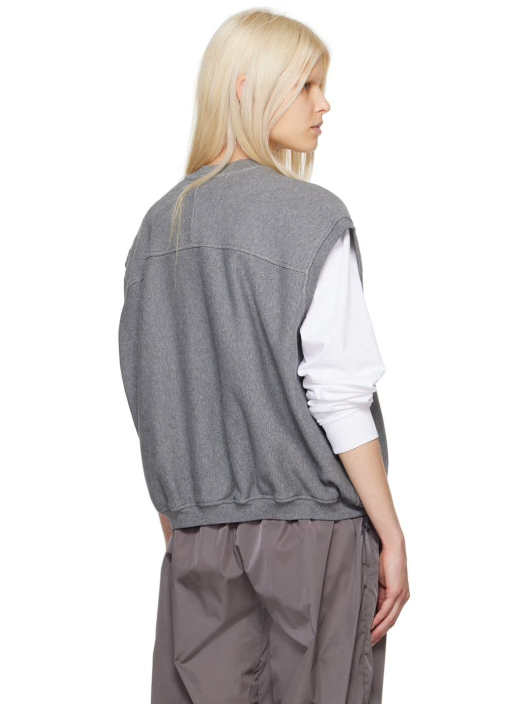 Gray V-Neck Vest - 3