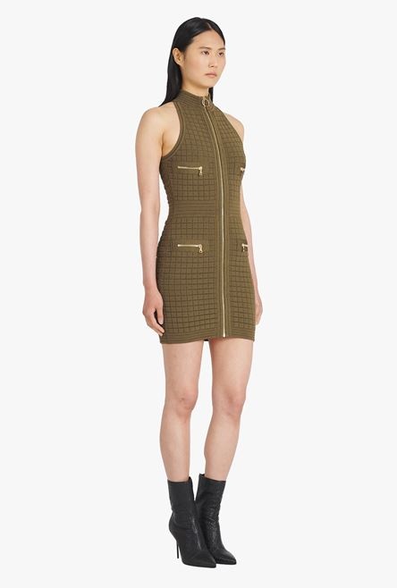 Short khaki knit dress - 7