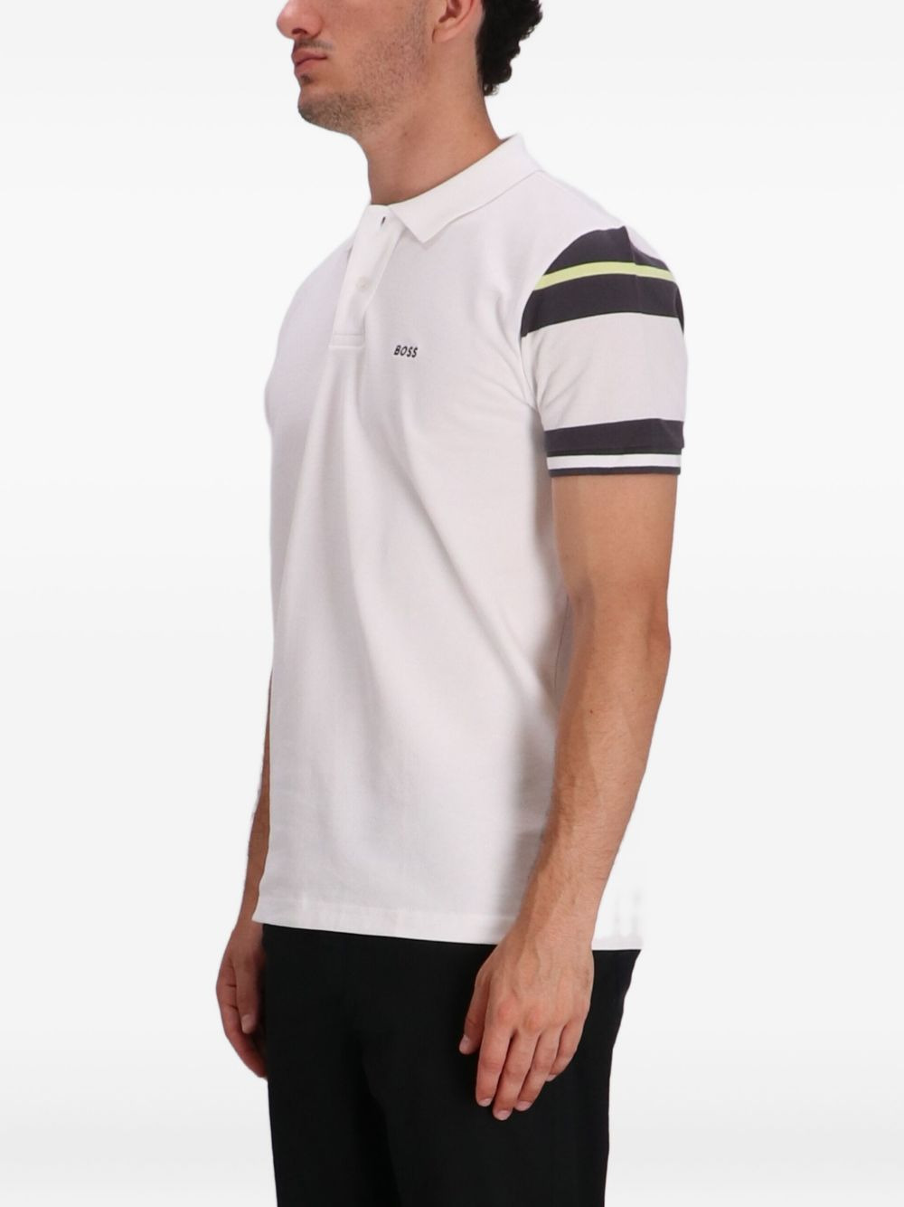 striped-panel polo shirt - 3