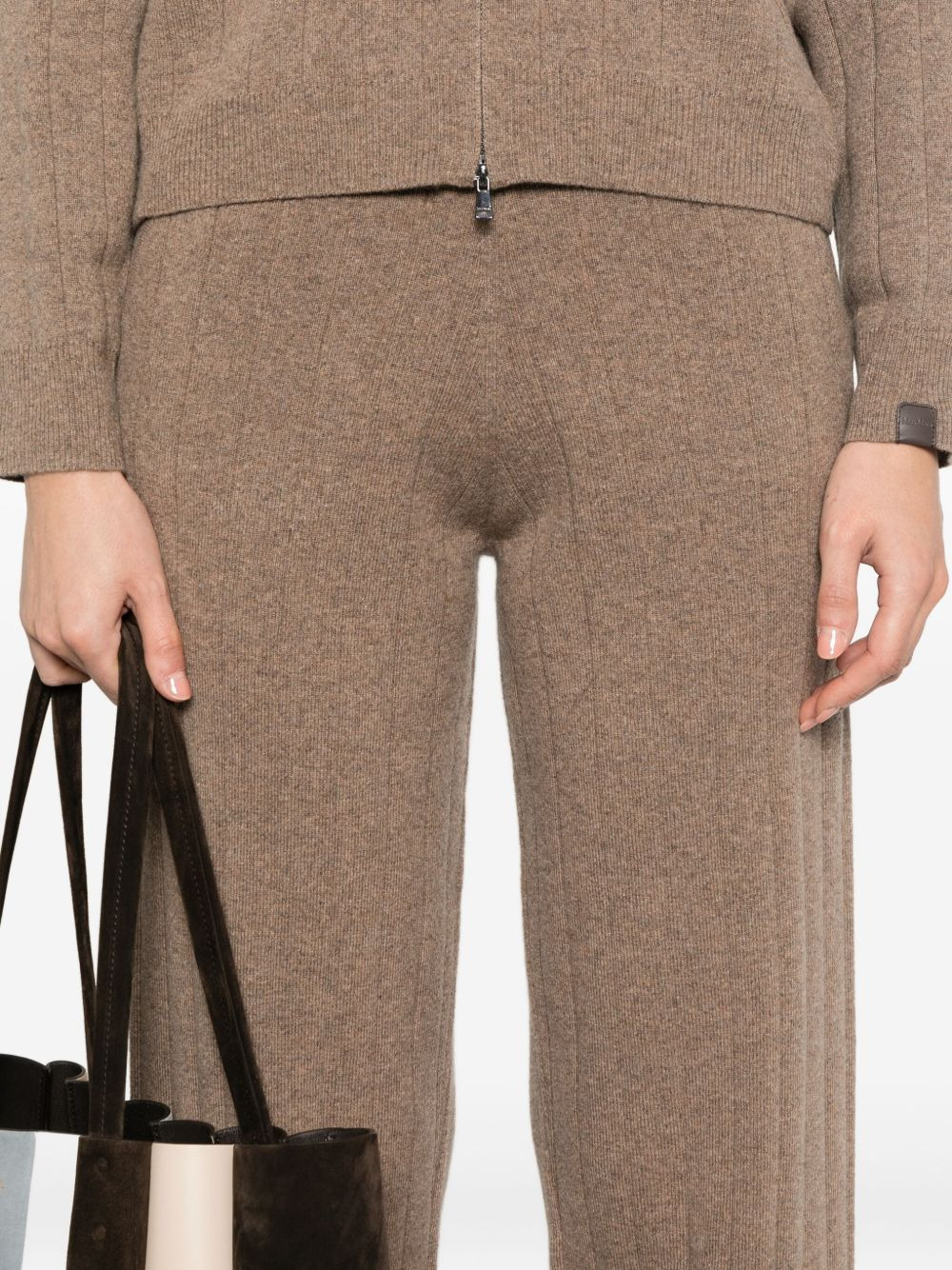 ribbed cashmere straight-leg trousers - 5