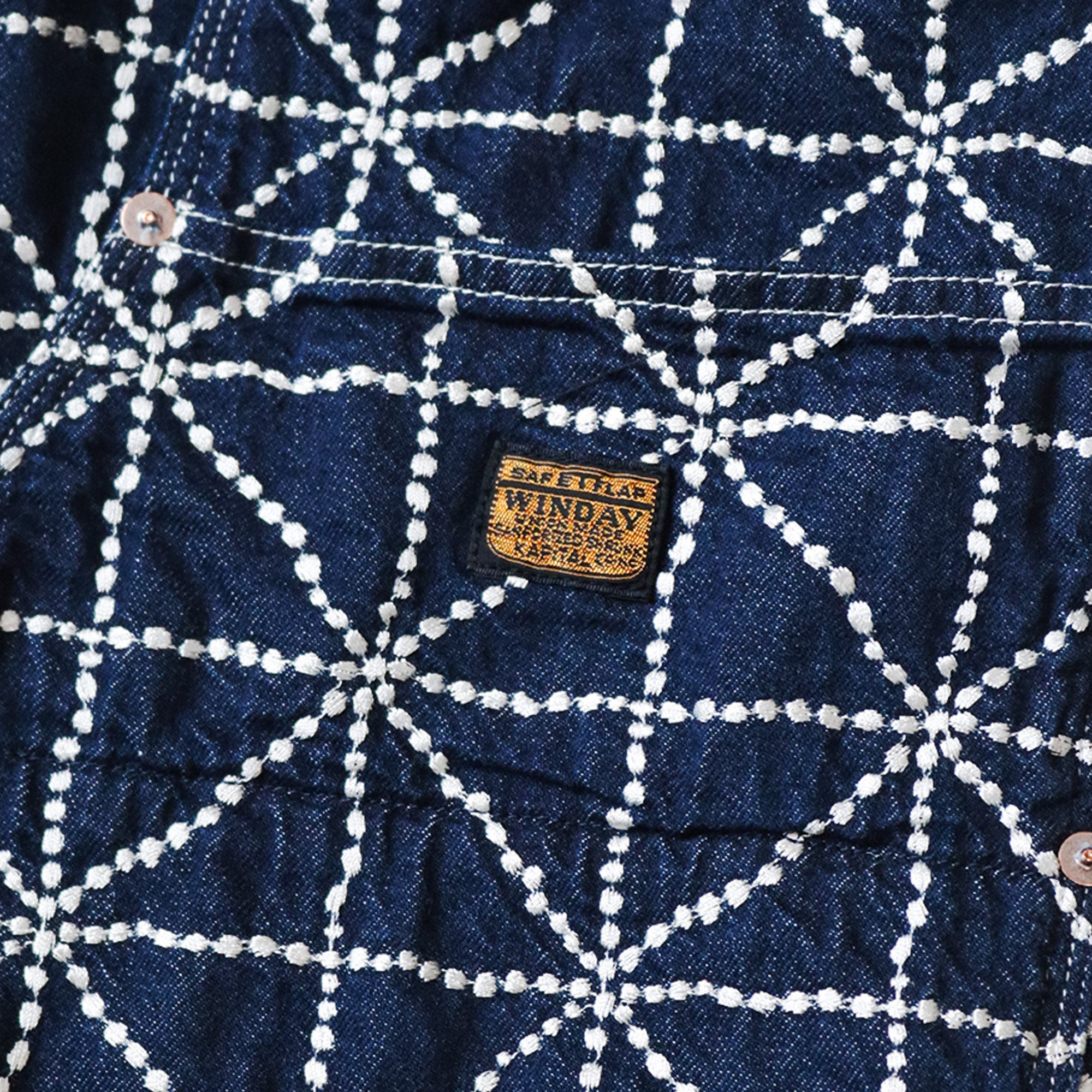 8oz DENIM FOLD DOJO W-KNEE BAGGY PANTS - 5