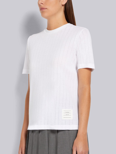 Thom Browne White Cotton Pointelle Rib Short Sleeve Tee outlook