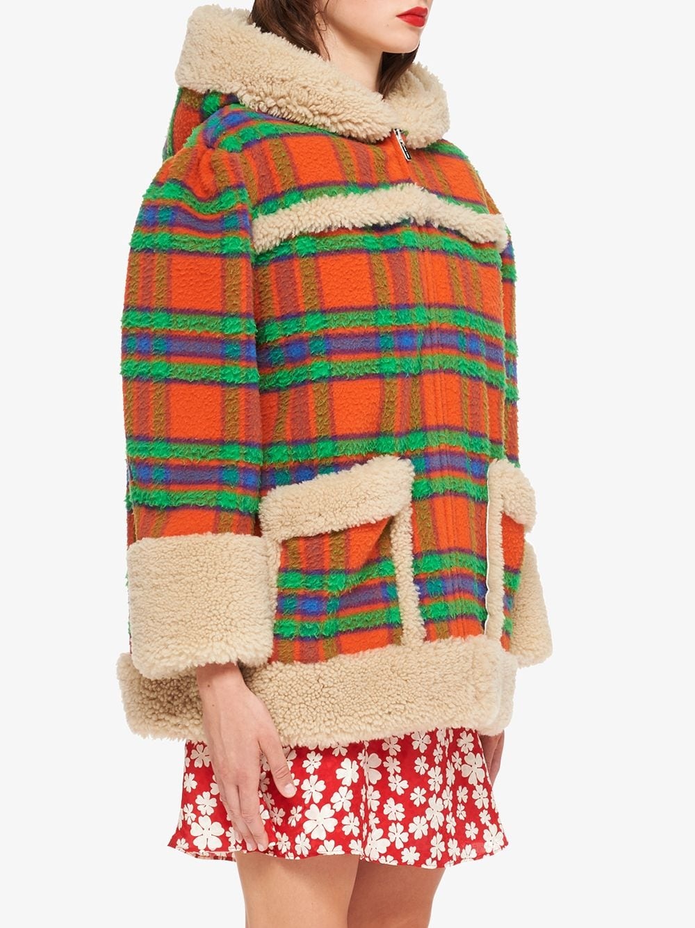 plaid Casentino shearling jacket - 3