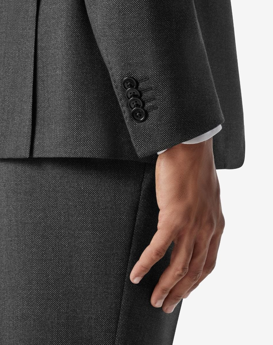 Grey S130's wool suit with micro-pattern - 6