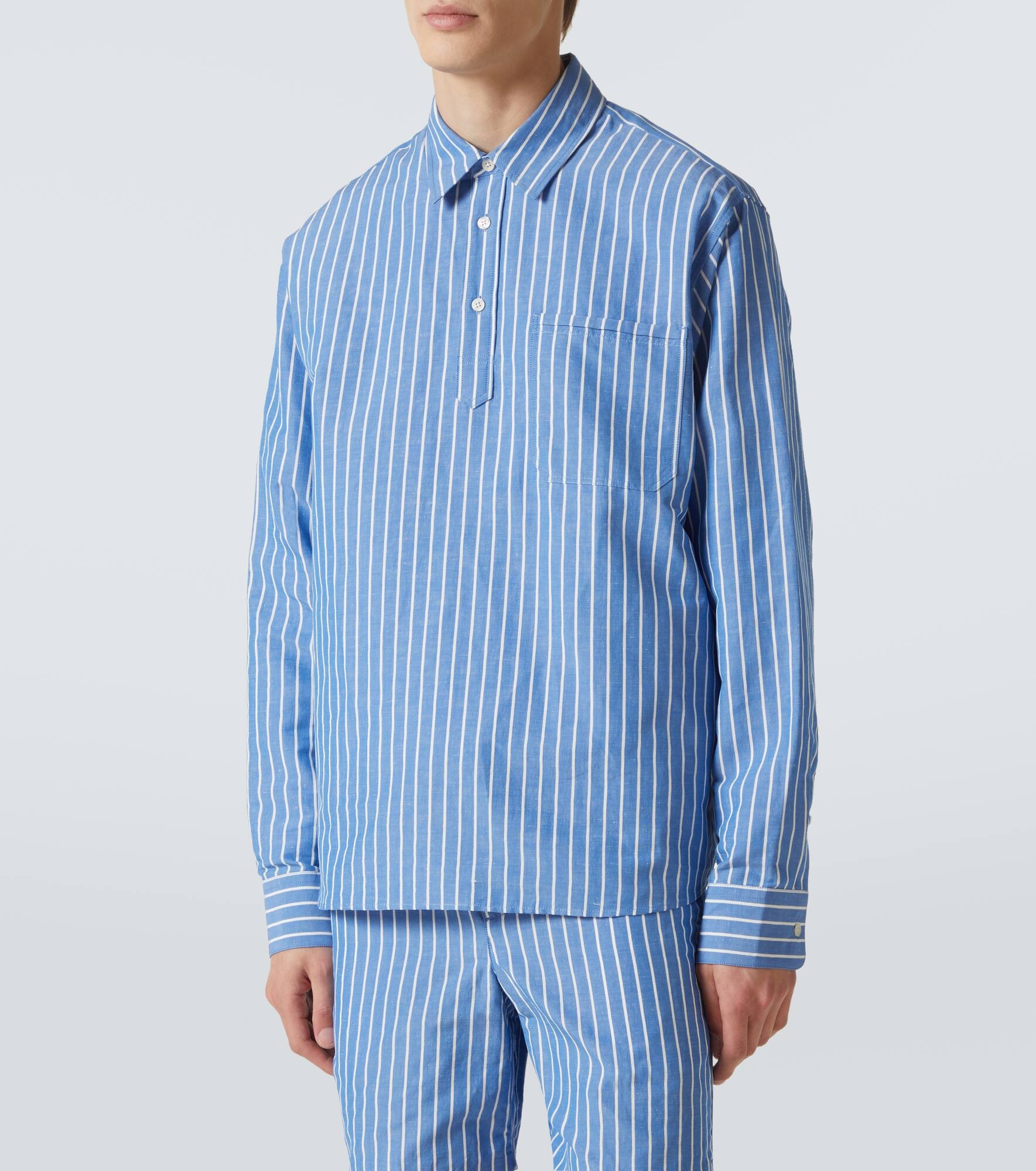 Striped linen and cotton shirt - 3