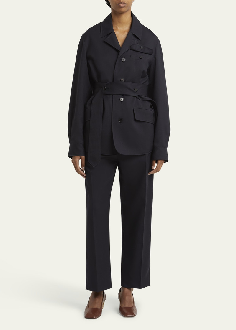 SETCHU Travel Self-Tie Wool Gabardine Safari Jacket outlook