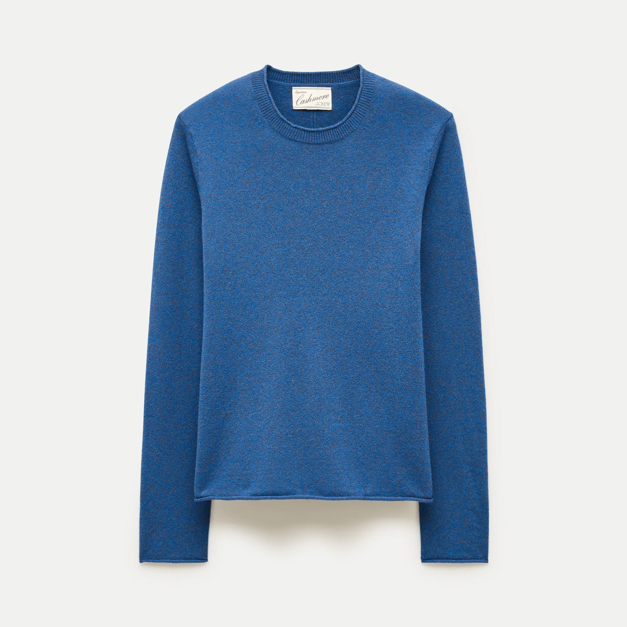 Rolled cashmere long-sleeve sweater in marled yarn - 1