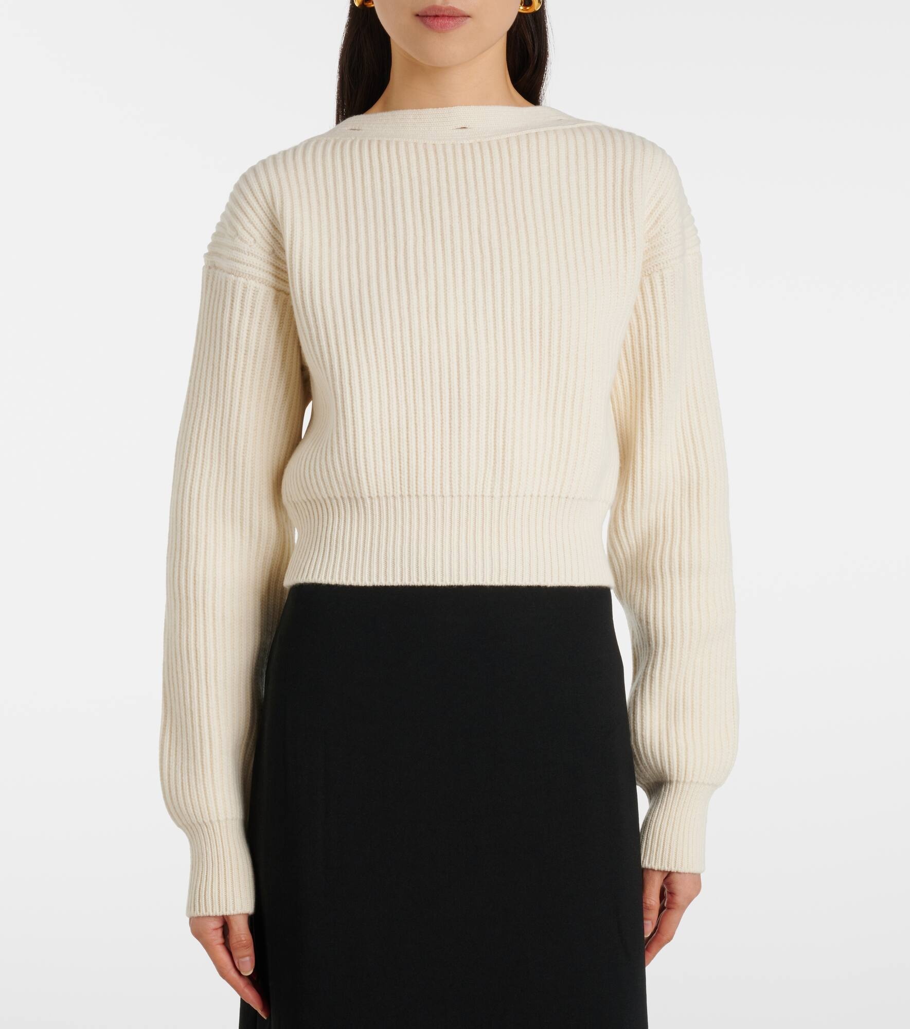Cropped wool and cashmere scarf sweater - 6