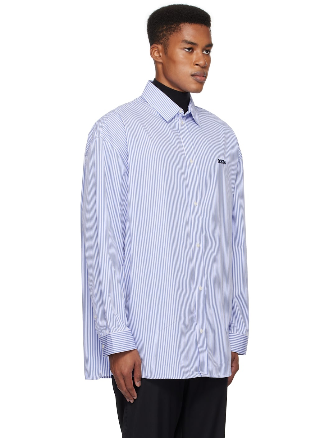 Blue & White Office Oversized Shirt - 2