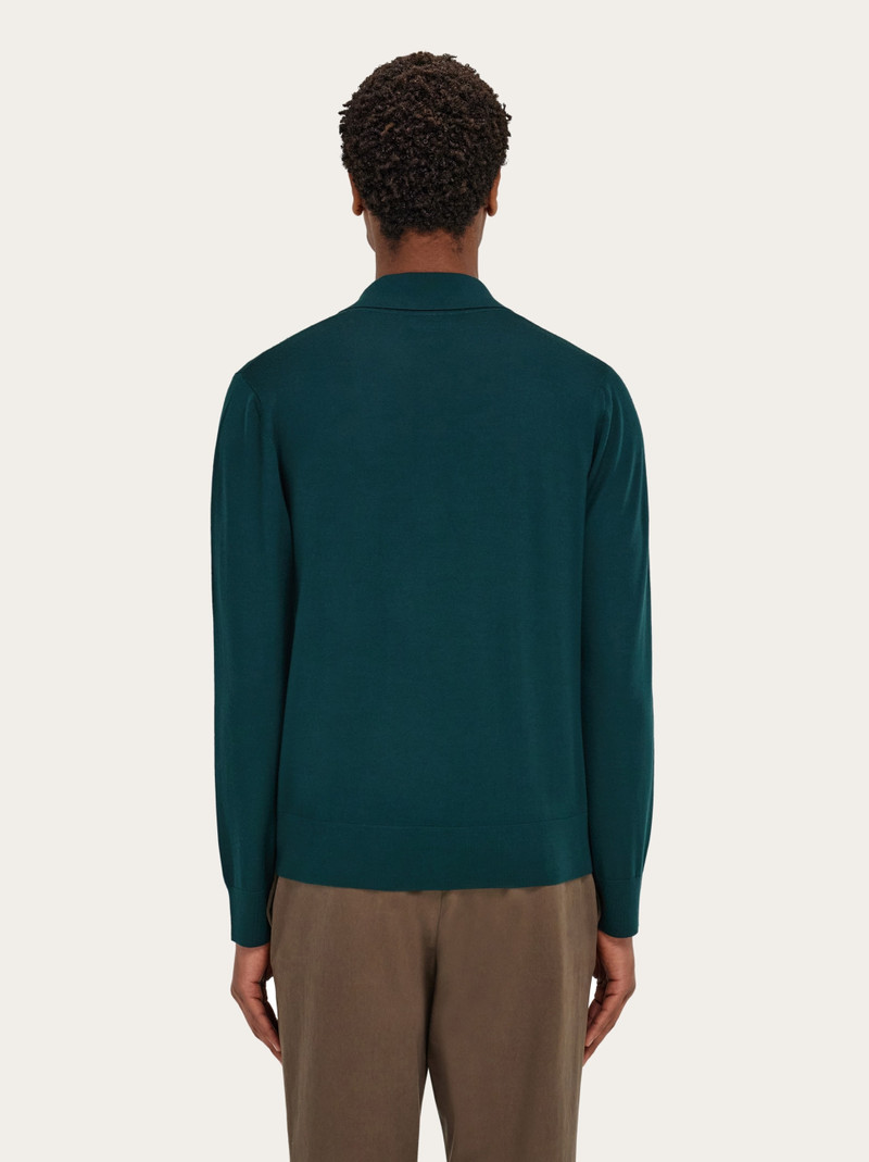 Wool polo shirt with long sleeves 3