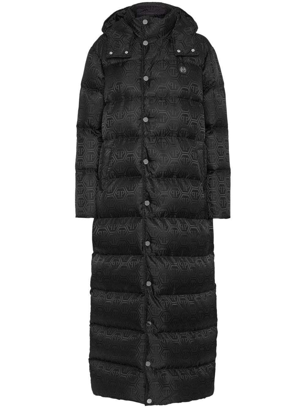 monogram-pattern padded coat - 1