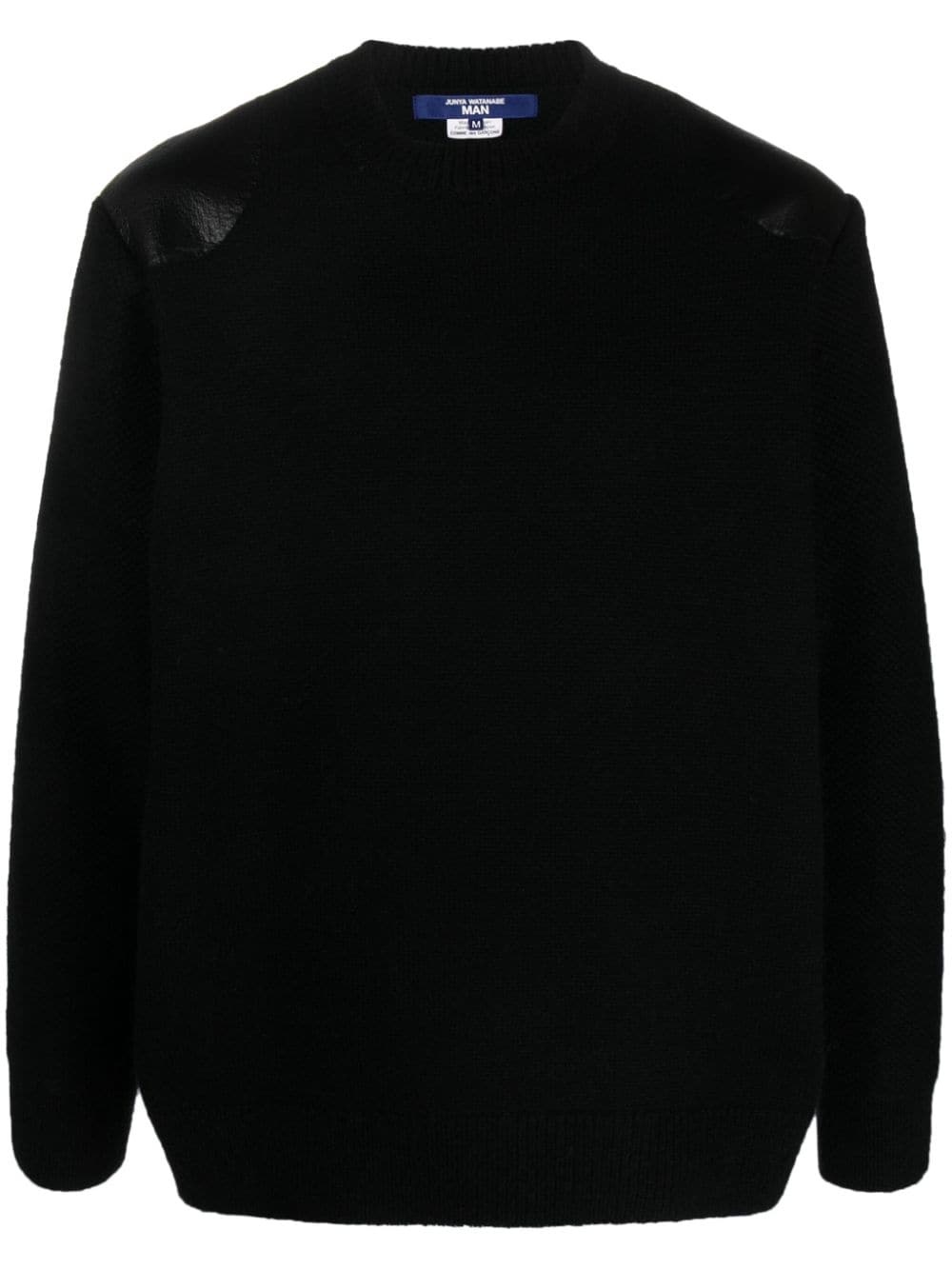 coated-detail crew-neck jumper - 1